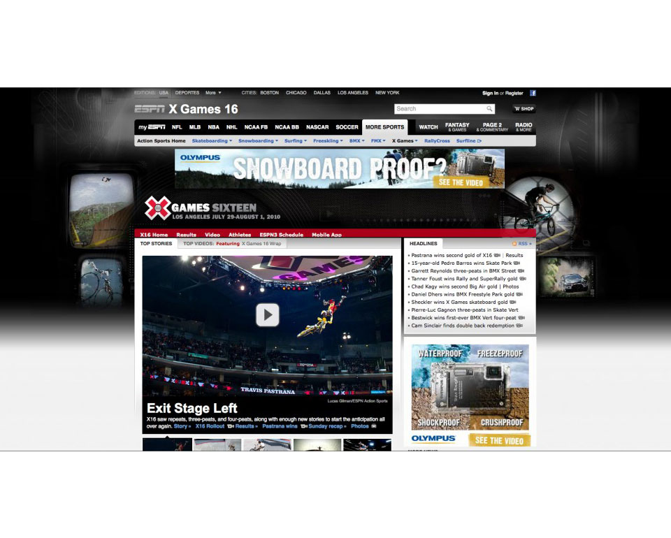X Games page takeover example.